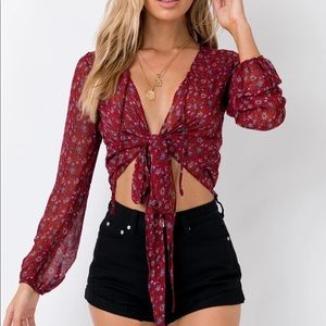 Princess Polly Waverley Floral Tie Up Blouse